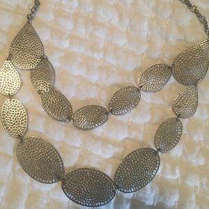 Double layer silver necklace